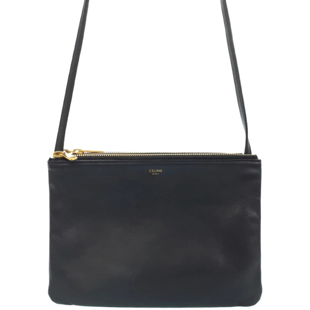 Celine Trio Leather Crossbody Bag Black